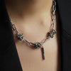 Titanium Steel Doublelayer Hiphop Unisex Clavicle Chain With Geometric Design And Electroplating Treatment Snake Bone Chain