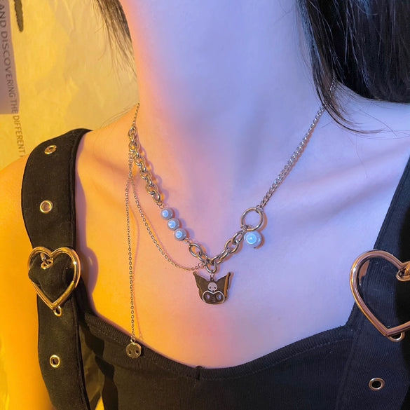 Titanium Steel Doublelayer Hiphop Unisex Clavicle Chain With Geometric Design And Electroplating Treatment Snake Bone Chain