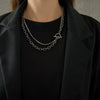 Titanium Steel Doublelayer Hiphop Unisex Clavicle Chain With Geometric Design And Electroplating Treatment Snake Bone Chain