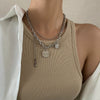 Titanium Steel Doublelayer Hiphop Unisex Clavicle Chain With Geometric Design And Electroplating Treatment Snake Bone Chain