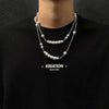 Titanium Steel Doublelayer Hiphop Unisex Clavicle Chain With Geometric Design And Electroplating Treatment Snake Bone Chain
