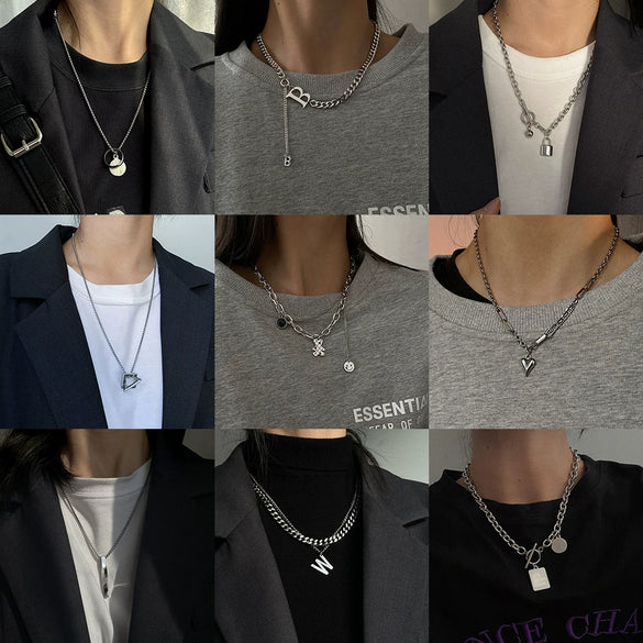 Titanium Steel Doublelayer Hiphop Unisex Clavicle Chain With Geometric Design And Electroplating Treatment Snake Bone Chain