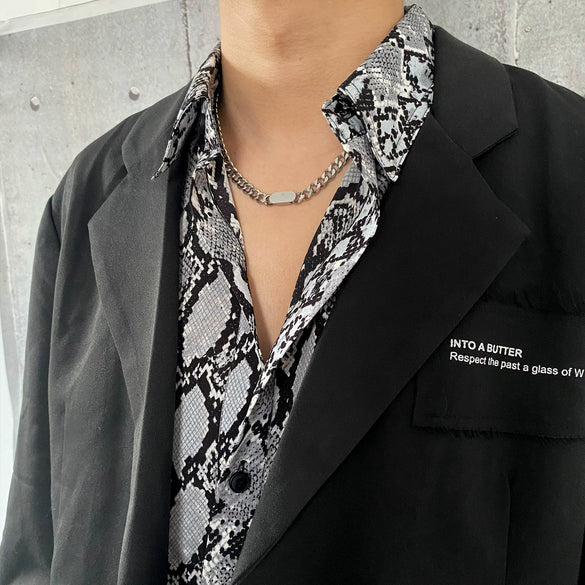 Titanium Steel Doublelayer Hiphop Unisex Clavicle Chain With Geometric Design And Electroplating Treatment Snake Bone Chain