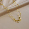 Titanium Steel Doublelayer Irregular Chain Geometric Pattern Heavy Metal Punk Women's Necklace With Electroplating