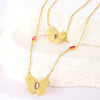 Titanium Steel Doublelayer Stacked Butterfly Bow Tie Pendant Necklace With Electroplating For Women