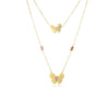 Titanium Steel Doublelayer Stacked Butterfly Bow Tie Pendant Necklace With Electroplating For Women