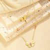Titanium Steel Doublelayer Stacked Butterfly Bow Tie Pendant Necklace With Electroplating For Women