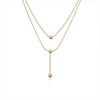Titanium Steel Doublelayer Stacked Tassel Ball Light Luxury Necklace With Drop Shape And Snake Bone Chain