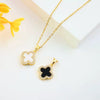 Titanium Steel Doublesided Clover Necklace With Zircon Inlay Electroplated Light Luxury Niche Design Jewelry For Women