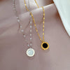 Titanium Steel Doublesided Fritillaria Furnace Real Gold Electroplated Cartoon Geometric Female Necklace