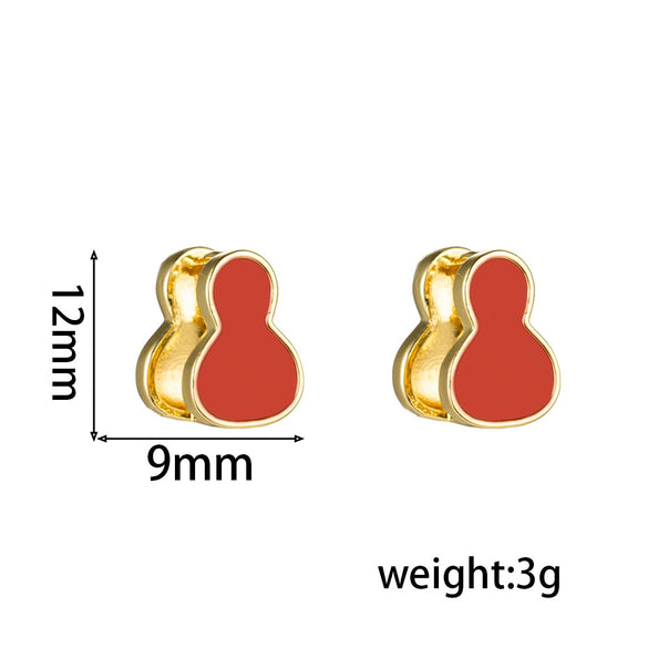 Titanium Steel Doublesided Gourd Geometric Light Luxury Electroplated Women's Earrings