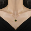 Titanium Steel Doublesided Lucky Grass Geometric Style Electroplated Necklace For Unisex