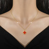 Titanium Steel Doublesided Lucky Grass Geometric Style Electroplated Necklace For Unisex
