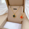 Titanium Steel Doublesided Lucky Grass Geometric Style Electroplated Necklace For Unisex