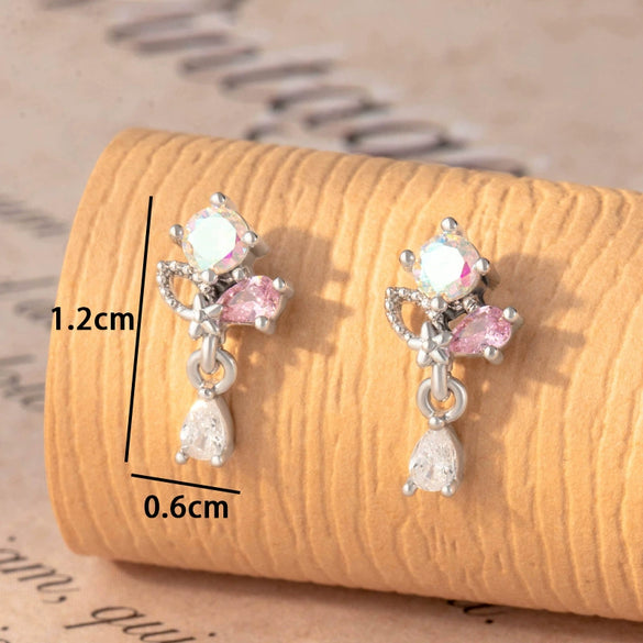 Titanium Steel Drop Shape Electroplated Women's Ear Nail Earrings