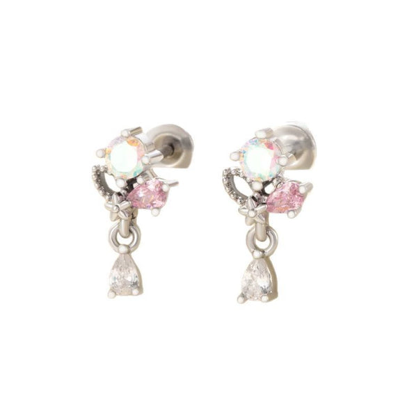 Titanium Steel Drop Shape Electroplated Women's Ear Nail Earrings