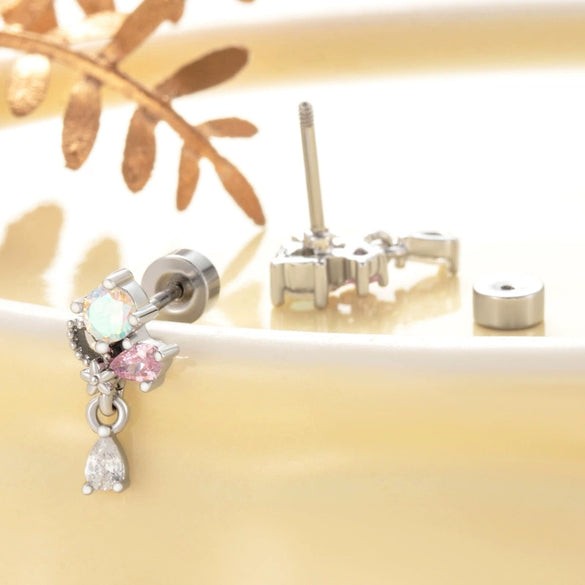 Titanium Steel Drop Shape Electroplated Women's Ear Nail Earrings