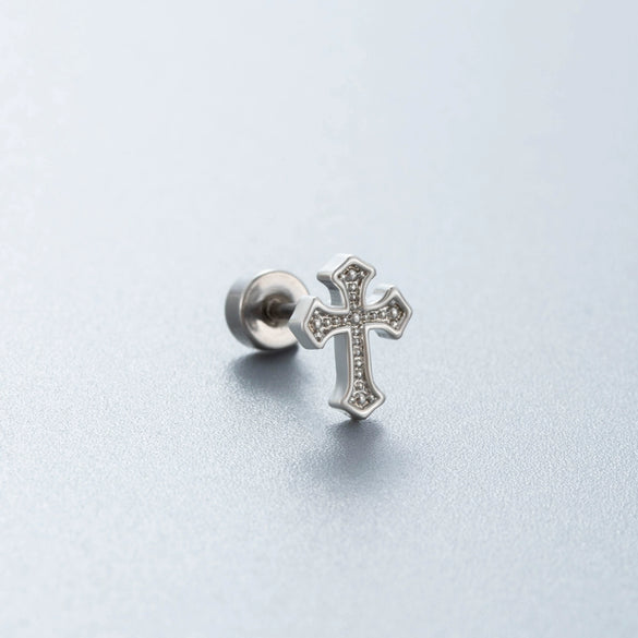 Titanium Steel Drop Shape Heart Pattern Inlaid Zircon Women's Earrings