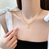 Titanium Steel Dshaped Light Luxury Normcore Style Electroplated Geometric Cartoon Plant Flowers Necklace For Female