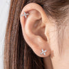 Titanium Steel Ear Bone Nail With Zircon Cross Flower Design For Women