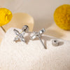 Titanium Steel Ear Bone Nail With Zircon Cross Flower Design For Women