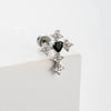 Titanium Steel Ear Nail Vintage Black Love Zircon Inlaid Butterfly Cross Saturn Style For Women