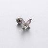 Titanium Steel Ear Nail With Butterfly Whale Flower Zircon Inlay And Lovely Animal Zodiac Pattern