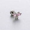 Titanium Steel Ear Nail With Butterfly Whale Flower Zircon Inlay And Lovely Animal Zodiac Pattern