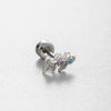 Titanium Steel Ear Nail With Pink Cherry Bow And Inlaid Zircon For Women