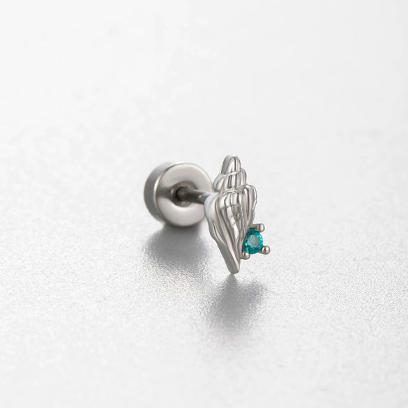 Titanium Steel Ear Nail With Pink Cherry Bow And Inlaid Zircon For Women