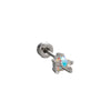 Titanium Steel Ear Nail With Pink Cherry Bow And Inlaid Zircon For Women