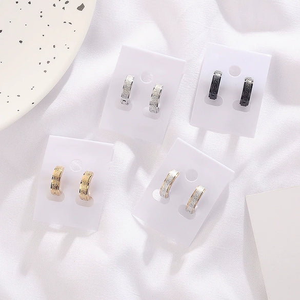 Titanium Steel Ear Ring Fashion Frosted Geometric Electroplating Unisex And Women's Ear Accessories