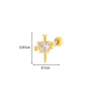 Titanium Steel Ear Studs With Copper Inlaid Zircon Angel Love Cherry Bow And Flower Pattern Electroplated For Women