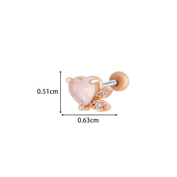 Titanium Steel Ear Studs With Copper Inlaid Zircon Angel Love Cherry Bow And Flower Pattern Electroplated For Women