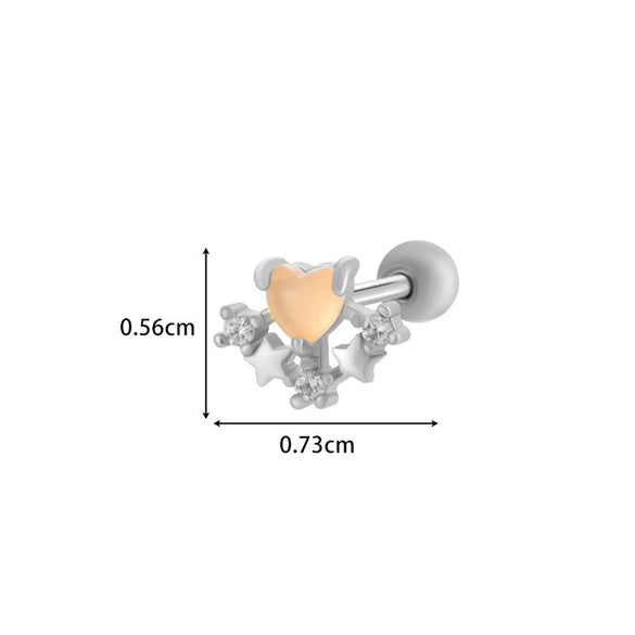Titanium Steel Ear Studs With Copper Inlaid Zircon Angel Love Cherry Bow And Flower Pattern Electroplated For Women