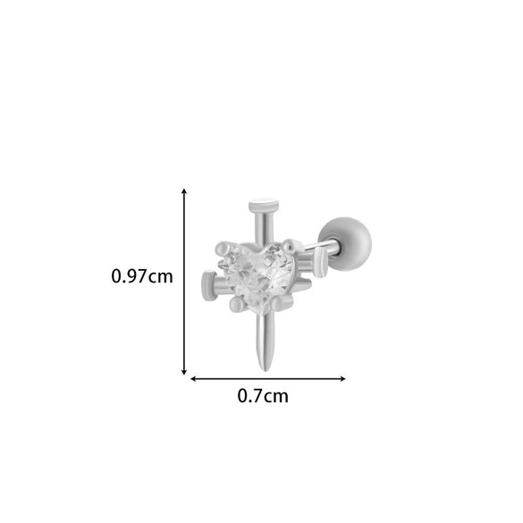 Titanium Steel Ear Studs With Copper Inlaid Zircon Angel Love Cherry Bow And Flower Pattern Electroplated For Women