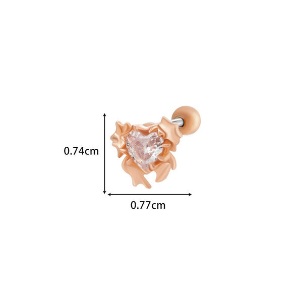 Titanium Steel Ear Studs With Copper Inlaid Zircon Angel Love Cherry Bow And Flower Pattern Electroplated For Women