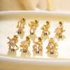 Titanium Steel Ear Studs With Copper Inlaid Zircon Angel Love Cherry Bow And Flower Pattern Electroplated For Women