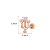 Titanium Steel Ear Studs With Copper Inlaid Zircon Angel Love Cherry Bow And Flower Pattern Electroplated For Women