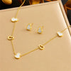 Titanium Steel Earrings And Necklaces Set Sweet Geometric Style Electroplating Treatment Irregular Round Shape For Women