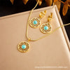 Titanium Steel Earrings And Necklaces Set Sweet Geometric Style Electroplating Treatment Irregular Round Shape For Women