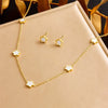 Titanium Steel Earrings And Necklaces Set Sweet Geometric Style Electroplating Treatment Irregular Round Shape For Women