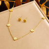 Titanium Steel Earrings And Necklaces Set Sweet Geometric Style Electroplating Treatment Irregular Round Shape For Women
