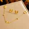 Titanium Steel Earrings And Necklaces Set Sweet Geometric Style Electroplating Treatment Irregular Round Shape For Women