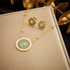 Titanium Steel Earrings And Necklaces Set Sweet Geometric Style Electroplating Treatment Irregular Round Shape For Women