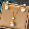 Titanium Steel Earrings And Necklaces Set Sweet Geometric Style Electroplating Treatment Irregular Round Shape For Women