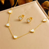 Titanium Steel Earrings And Necklaces Set Sweet Geometric Style Electroplating Treatment Irregular Round Shape For Women