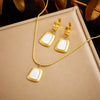 Titanium Steel Earrings And Necklaces Set Sweet Geometric Style Electroplating Treatment Irregular Round Shape For Women