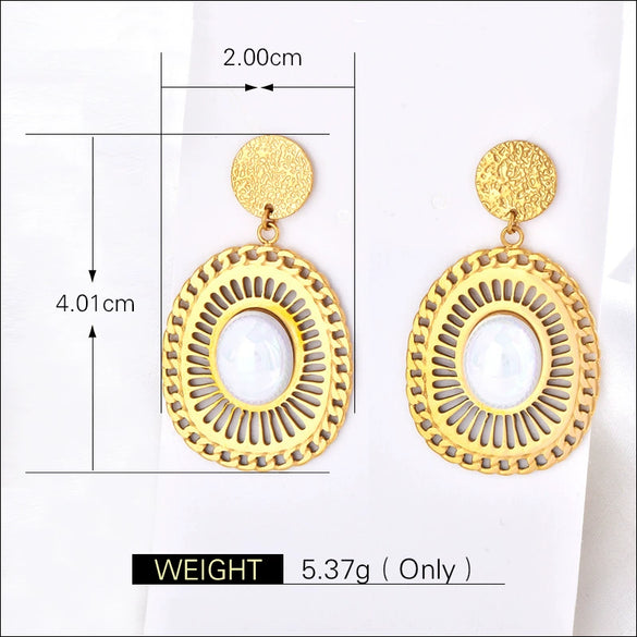Titanium Steel Earrings Colorpreserving Plated 18K Gold With Cartoon Character Geometric Animal Zodiac Patterns