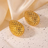Titanium Steel Earrings Geometric Heart Shape Leaves Wave Point Water Drops Electroplating Design